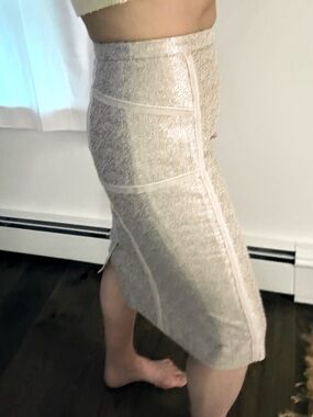 J. Crew Collection Metallic Silver & Gold Pencil Skirt.